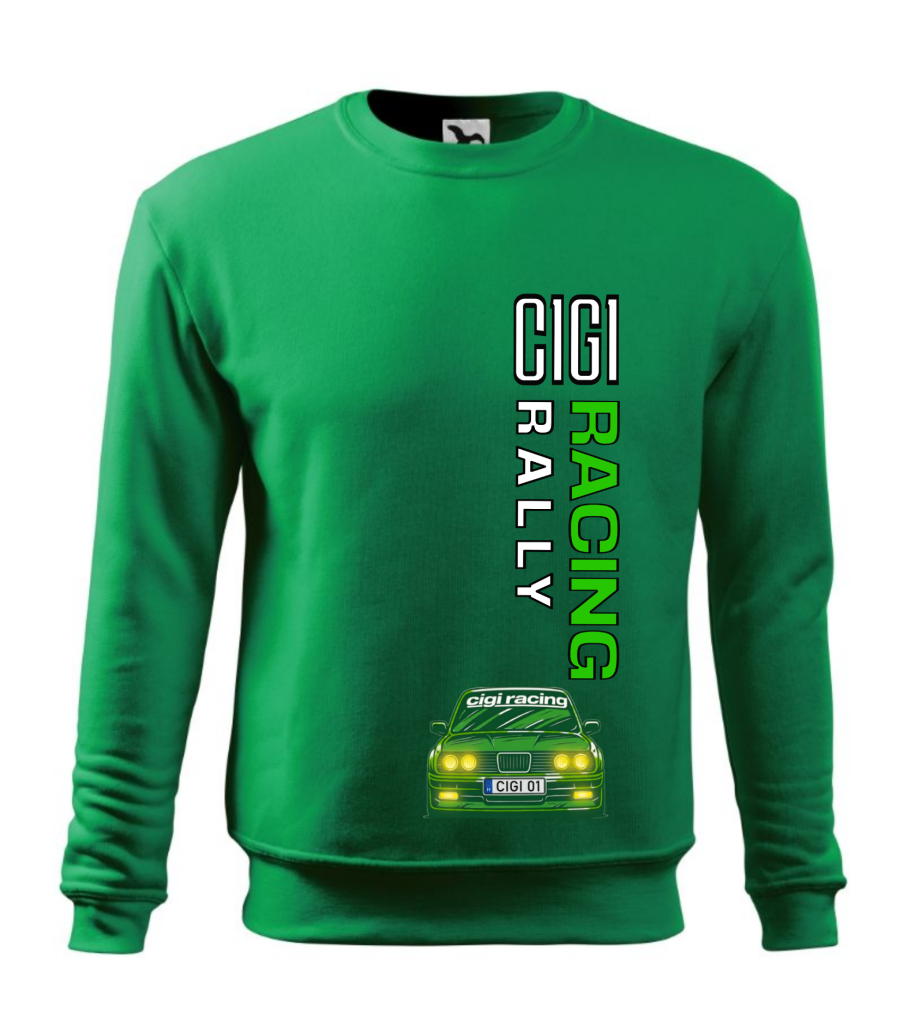 Cigi rally Racing team 02. Kereknyakú Zöld pulóver