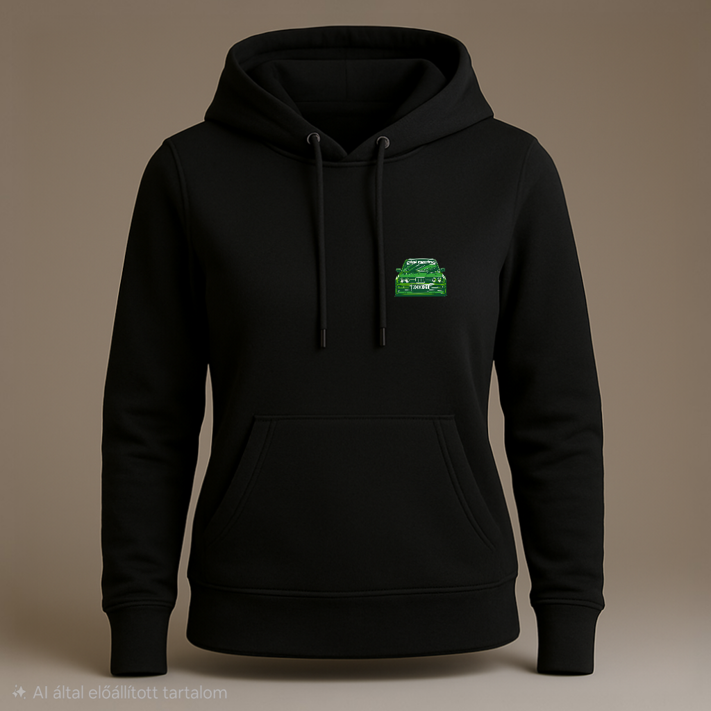 Női pulóver fekete női kapucnis pulóver